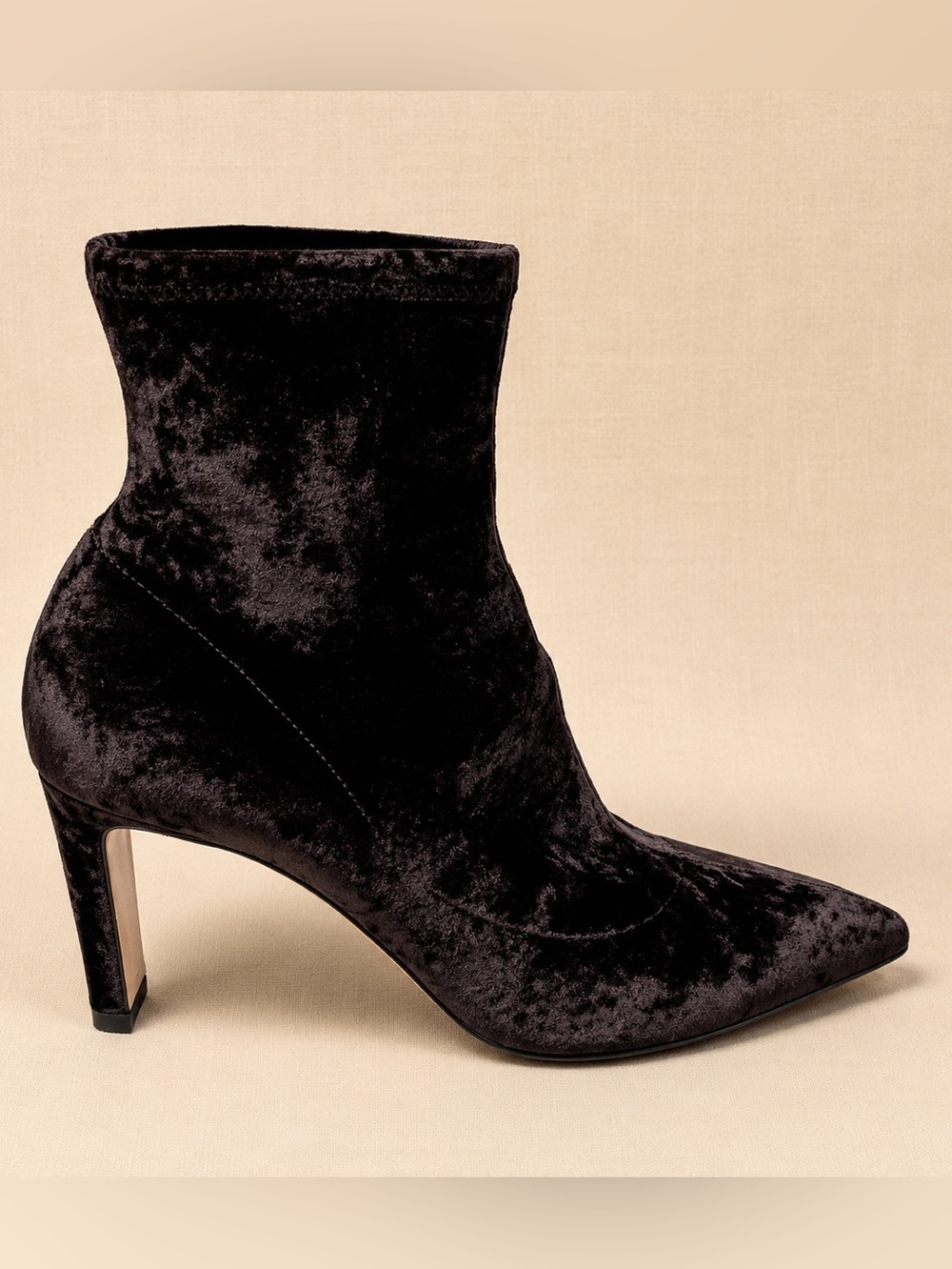 JIMMY CHOO Velvet Sock Boots Pointed Toe Heels Italy 38.5